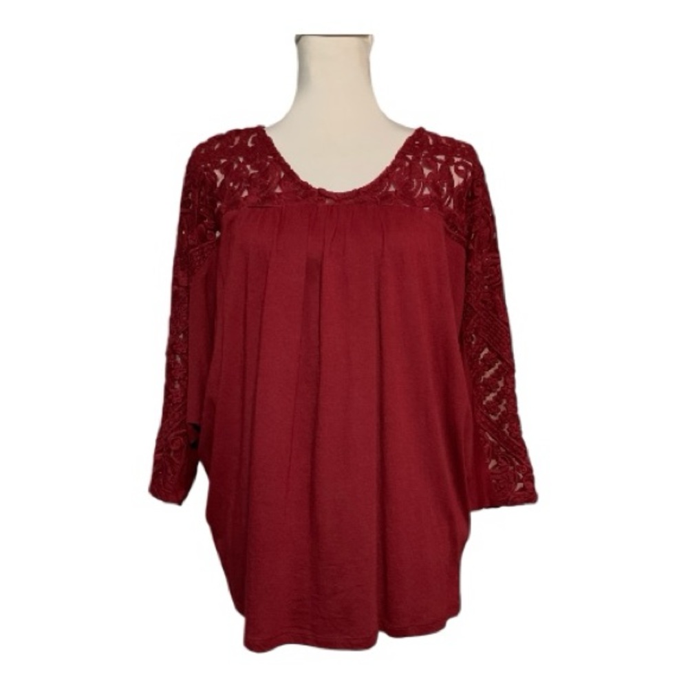 Garnet Hill Dolman Sleeve Embroidered Top Size S